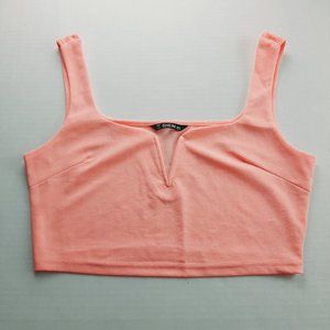 Shein Womens Crop Top Size Medium Pink V-Neck Sleeveless Tank Top Cami Shirt